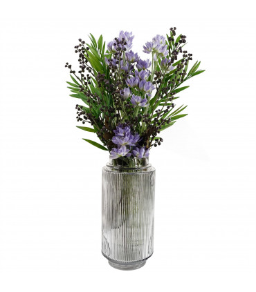 Artificial Purple Starflower Display Glass Vase 60cm Purple Glass Silk Flowers