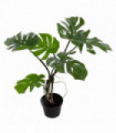 Artificial Monstera Plant 65cm Green Leaf Realistic Foliage Plastic Pot Display