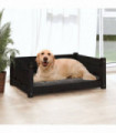 Dog Bed Black 75.5x55.5x28 cm Solid Pine Wood