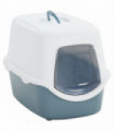 Cat Litter Tray with Cover White and Blue 56x40x40 cm PP