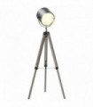 Pine Wood Tripod Spotlight Floor Lamp Brown/Black