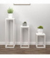vidaXL 3 Piece Plant Stand Set White Solid Wood Pine