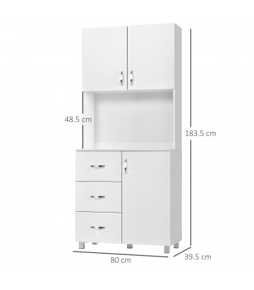 Kitchen Storage Cabinet Wooden Cupboard Organizer Home Furniture, White
