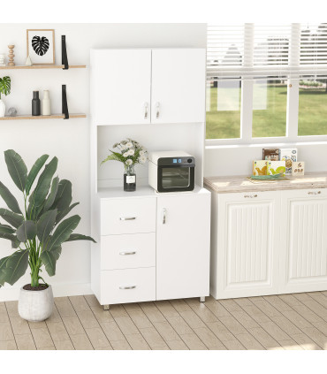 Kitchen Storage Cabinet Wooden Cupboard Organizer Home Furniture, White
