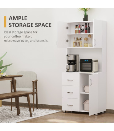 Kitchen Storage Cabinet Wooden Cupboard Organizer Home Furniture, White