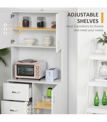 Kitchen Storage Cabinet Wooden Cupboard Organizer Home Furniture, White