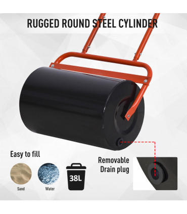 Combination Push/Tow Lawn Roller Filled w/ 38L Sand or Water Garden Outsunny