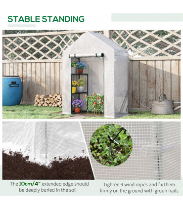 Greenhouse for Outdoor, Portable Gardening Plant Grow House w/ Shelf Outsunny