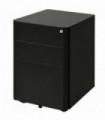 3 Draw Metal Filing Cabinet Lockable 4 Wheel Compact Under Desk Black Vinsetto