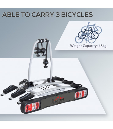 Bicycle Carrier Rear-mounted Bike Rack Rear Tow Bar Carrier Outdoor HOMCOM