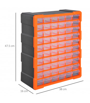60 Drawers Parts Organiser Wall Mount Storage Cabinet Nuts Bolts Tools Clear