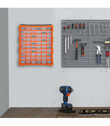 60 Drawers Parts Organiser Wall Mount Storage Cabinet Nuts Bolts Tools Clear