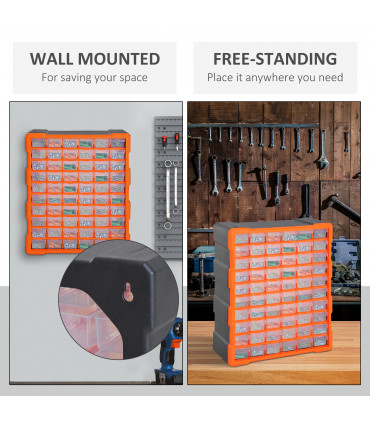 60 Drawers Parts Organiser Wall Mount Storage Cabinet Nuts Bolts Tools Clear