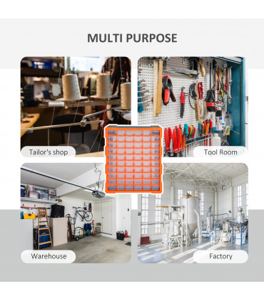 60 Drawers Parts Organiser Wall Mount Storage Cabinet Nuts Bolts Tools Clear