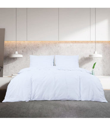 Duvet Cover Set White 220x240 cm Light-weight Microfiber