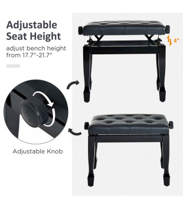 Classic Digital Keyboard Piano Bench Padded Seat Stool Solid Wooden