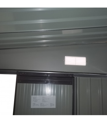 11.3 x 9.2ft Steel Garden Shed Metal Tool House Double Doors & 2 Air Vents, Grey