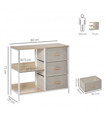 Chest Dresser with 3 Drawers Storage Cabinet Organizer, Beige