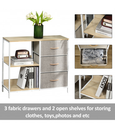 Chest Dresser with 3 Drawers Storage Cabinet Organizer, Beige