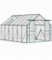 8x12ft Polycarbonate Walk-in Greenhouse Outdoor Double Sliding Door Outsunny