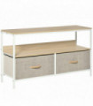 HOMCOM TV Cabinet, TV Console Unit with 2 Foldable Linen Drawers Maple Colour