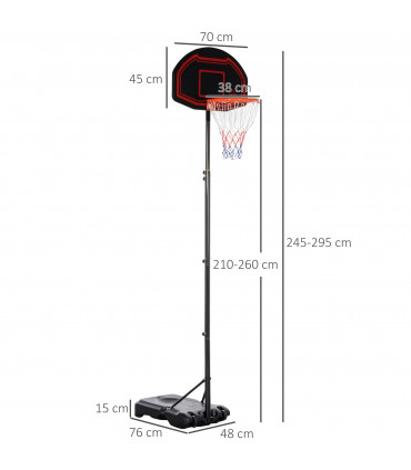 Adjustable Basketball Hoop Stand w/ Wheels, Stable Base HOMCOM