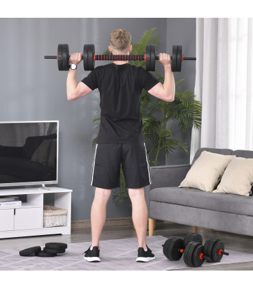 25kg Adjustable 2 IN 1 Barbell Dumbbells Weight Set for Body Fitness HOMCOM