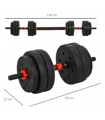 25kg Adjustable 2 IN 1 Barbell Dumbbells Weight Set for Body Fitness HOMCOM
