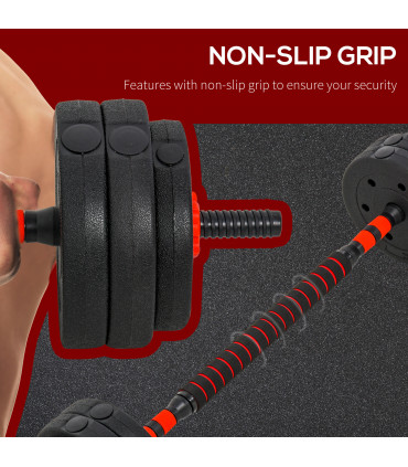 25kg Adjustable 2 IN 1 Barbell Dumbbells Weight Set for Body Fitness HOMCOM