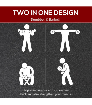 25kg Adjustable 2 IN 1 Barbell Dumbbells Weight Set for Body Fitness HOMCOM