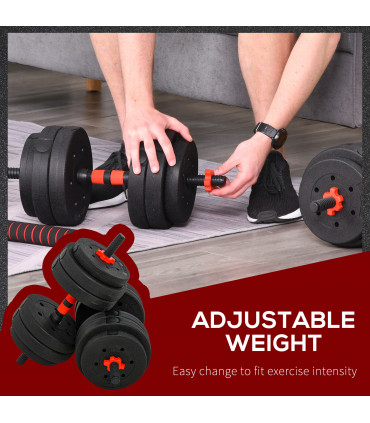 25kg Adjustable 2 IN 1 Barbell Dumbbells Weight Set for Body Fitness HOMCOM
