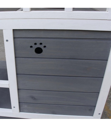 Cat House 3-Tier Waterproof Paint w/ Tilted Roof Bottom Tray Elevated Base