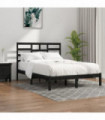 Bed Frame Black Solid Wood 140x200 cm