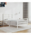 Bed Frame White Solid Wood 90x200 cm