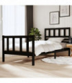 Bed Frame Black Solid Wood 100x200 cm