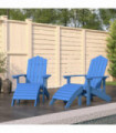 Garden Adirondack Chairs 2 pcs with Footstools HDPE Aqua Blue