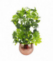 Artificial Arboricola Gold Capella Plant - Copper Metal Planter  Green Yellow