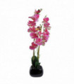 Artificial Orchid Light Pink 70cm with Black Ceramic Planter - Wired Stems Shape