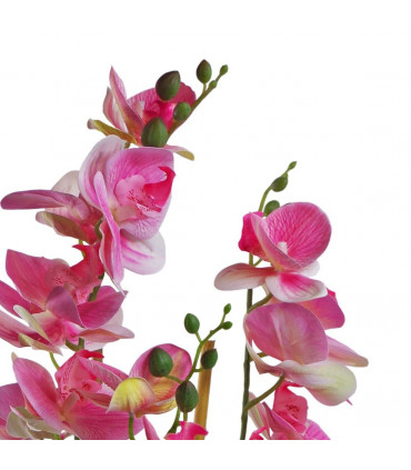 Artificial Orchid Light Pink 70cm with Black Ceramic Planter - Wired Stems Shape