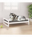 Dog Bed White 105.5x75.5x28 cm Solid Pine Wood