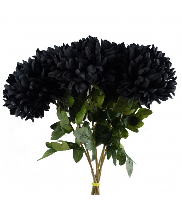 Artificial Flower Black Extra Large Reflex Chrysanthemum Silk Petals 75cm
