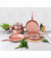 Cookware Set Rose Gold Luxury 8-Piece Pan Set Healthy Cooking Non-Stick