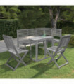 4 Piece Bistro Set Solid Acacia Wood Grey