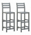 Bar Stools 2 pcs Grey Solid Acacia Wood