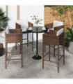 Bar Stools 4 pcs with Cushions Brown Poly Rattan