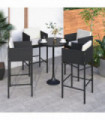 Bar Stools 4 pcs with Cushions Black Poly Rattan