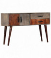 Console Table Grey 120x35x75 cm Solid Rough Mango Wood