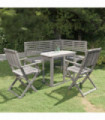 4 Piece Bistro Set Solid Acacia Wood Grey