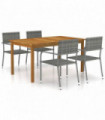 5 Piece Garden Dining Set Grey