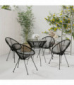 5 Piece Outdoor Dining Set PVC Rattan Black